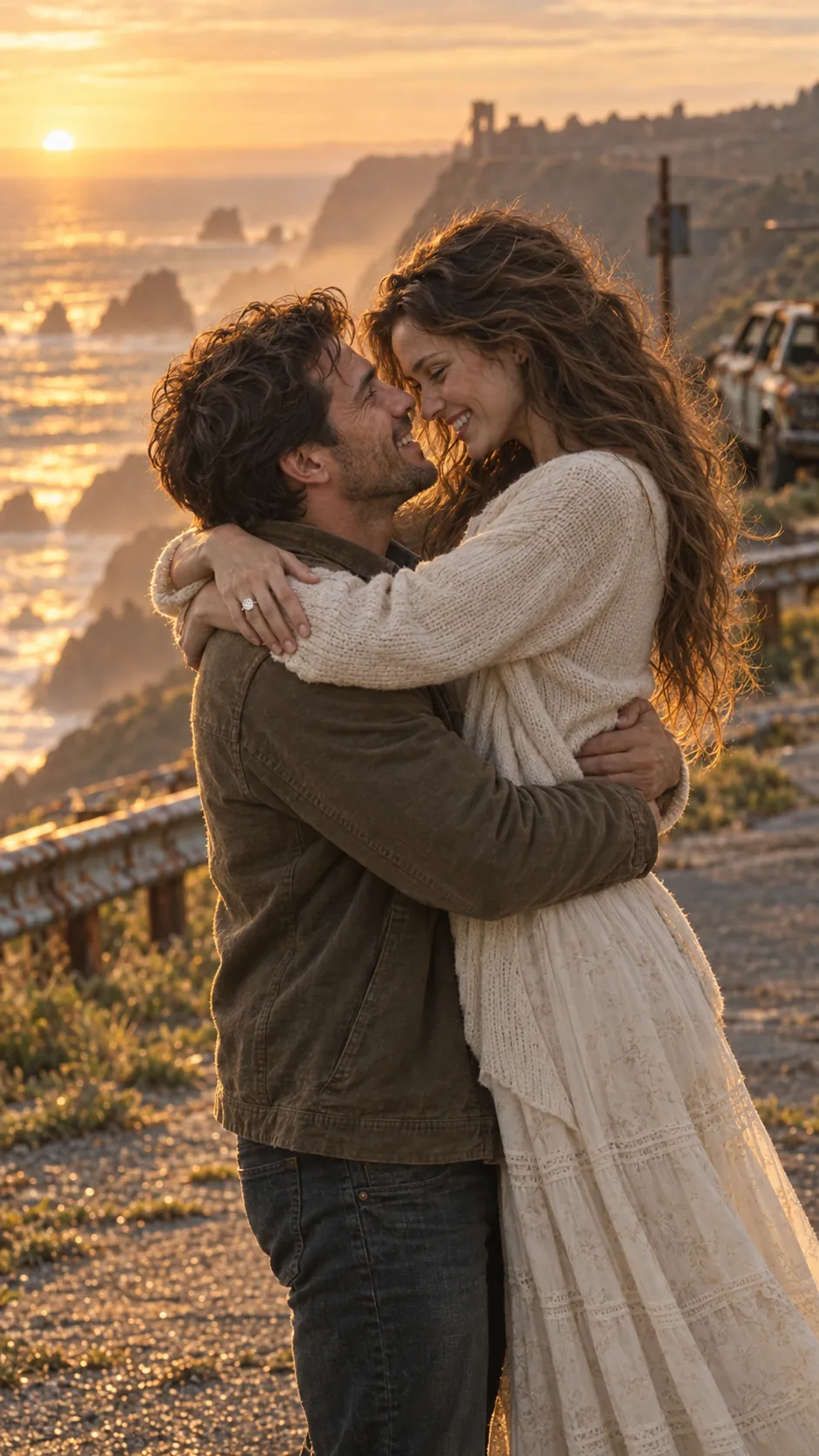 Ivy says yes to Cole on the same cliff at sunset